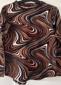 Retro Swirl Print Long Sleeve Top, Bust-36/34/38