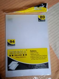 20 A4 Size Transparent Folders