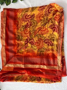 Orange Saree, Blouse &amp; Petticoat Set (Women)