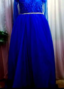Royal Blue Tulle Dress With Heavy Flares