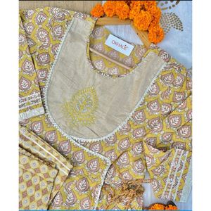 Yellow Angrakha Kurti With Pant