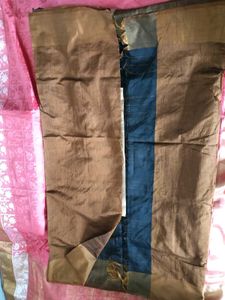 Handwoven Silk Plaid Fabric Saree -Black&amp;Mustard