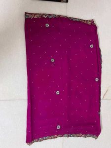 Magenta Saree With Emblished Border