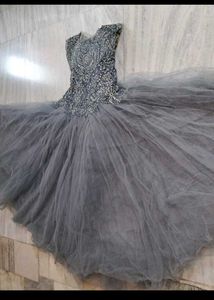 Grey Embellished Party Gown