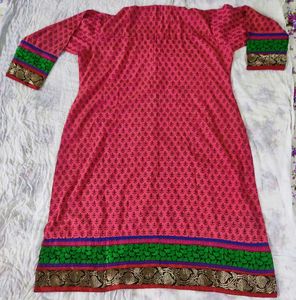 Elegant Dark Pink (Rani Colour) Printed Kurta