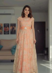 Elegant orange Ethnic Gown