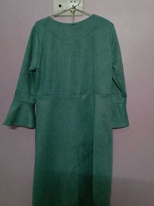 Green A-Line Dress with Embellishments