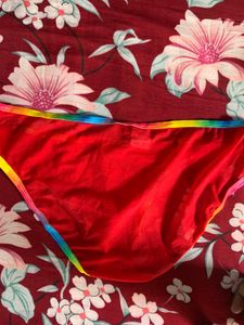 Branded Unused Net Red Rainbow Trim Briefs