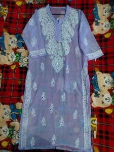Chikankari Kurti With Inner🪻💜