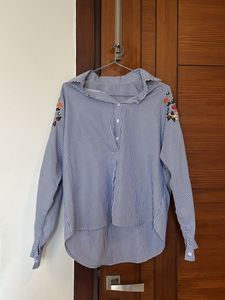 Striped Embroidered Top