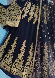Blue and Gold Embroidered Lehenga