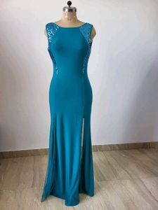 Teal Sequin Detail Gown