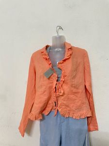 Pintresty Y2k Coral Ruffle Top