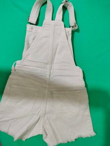 White Denim Jumper Shorts By  Shopper Stop