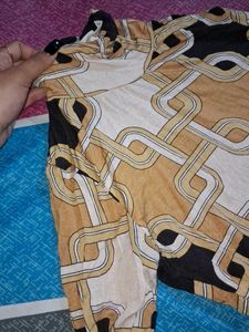 Abstract Print Turtleneck Top