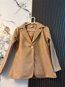 Tan Faux Suede Blazer