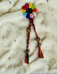 RUDIKAA- Mirror Flower HairPin with Attached Braid