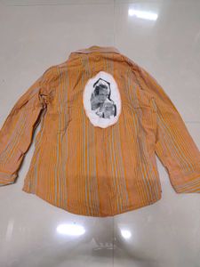 Orange Striped Graphic Long Sleeve Shirt