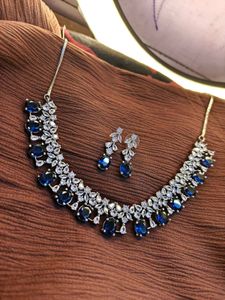 Partywear Dark Blue AD Necklace