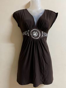 FIXED PRICE ✨ Brown Embellished Mini Dress