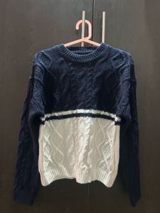 Navy & White Knit Sweater