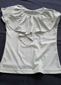 &#34;Sage Grace&#34; Ruffle Front Top