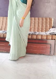 Designer Saree Light Parrot Green