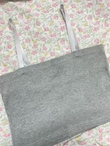 Ribbed Grey Strap Top