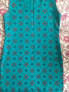 Teal Printed Kurti Top