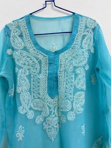 Chikankari Blue Kurta