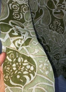 Vintage Kurti Olive Green Printed