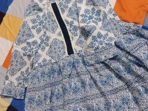 Blue &amp; White Patterned Dress