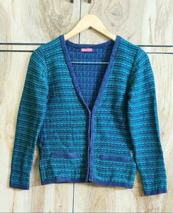 Stylish Teal &amp; Blue Cardigan si,e-34-S