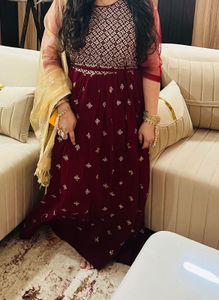 Elegant Maroon Anarkali Gown