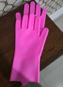 Pink Silicone Rubber Gloves (New) 2piece