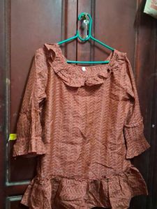 Brown Patterned Top
