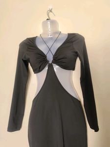Newme slit Cut-out Midi Dress
