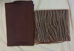 brown net dress material without duppta