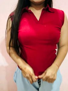 Red Collar Top