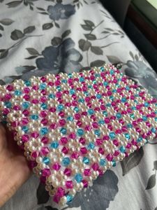 Beaded White Pink Blue Clutch/Handbags/Pouches