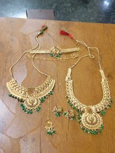 Gold With Green Drop Bridal Jewellery Set