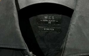 WESTSIDE BLACK SLIM FIT COTTON SHIRT (38)