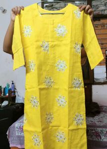Yellow Embroidered Kurta