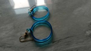 Glass Hoop Earrings 💙🌀