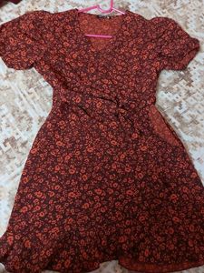 Tokyo Talkies Women Wrap Brown Orange Dress