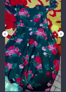 Black Colour Flower Print Gown For Women