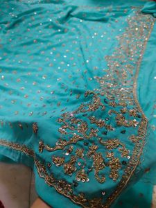 zardozi Teal Embellished Saree