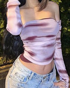 Off-Shoulder Tie Dye Mesh Top