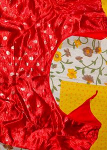Satin Soft Red Designer Blouse