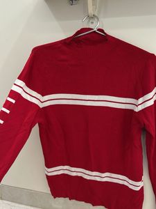 Red &amp; White Striped Knit Top
